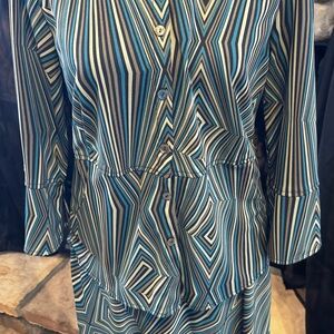 Striped Button-Up Top and Skirt